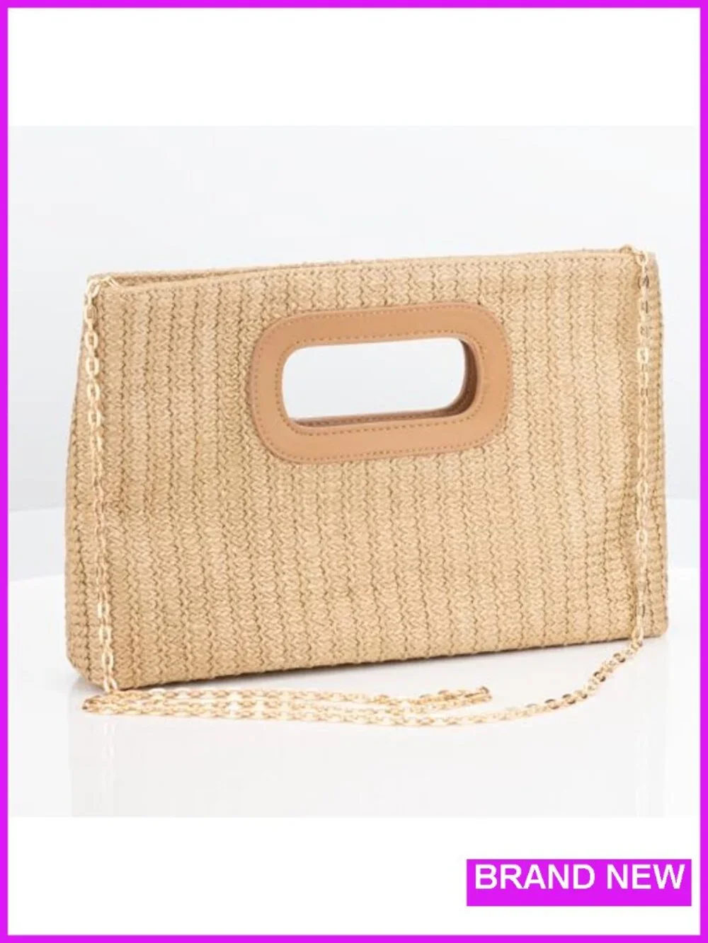 Straw Clutch Purse with Top Handle, Crossbody Bag for Summer